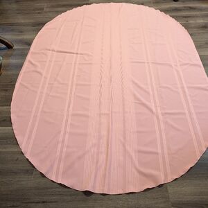 Oblong Pink Tablecloth. Polyester 87x 57 Inches. GUC.